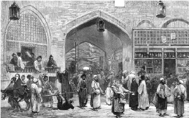 اولین نقاشی به جا مانده از بازار بزرگ تهران