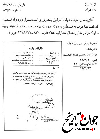 نماینده اسراییل و تهیه لیست کلیمیان شیراز