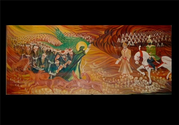 نقاشی ۷ متری زیبا درباره امام رضا (ع) +تصاویر