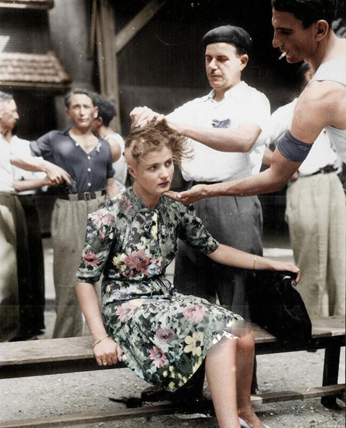 مجازات دختر هوادار نازی در "مونتلیمر" فرانسه. 1944