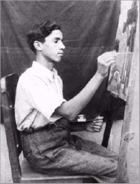 سهراب سپهری در حال نقاشی کشیدن