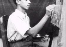سهراب سپهری در حال نقاشی کشیدن