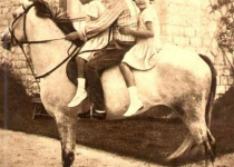 فوزیه(کودک سمت راست) و برادر و خواهرش بر روی اسب